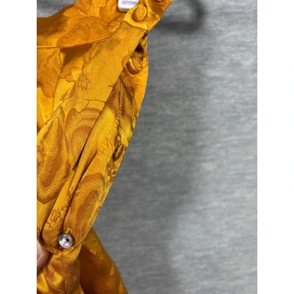 Ronny Kobo Gold Silk Blend Floral Damask Harem Pants S Marigold Yellow  Ankle - Picture 9 of 9